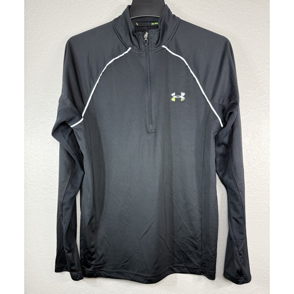 Under Armour Shirt 1/4 Zip Mens Medium Run Black Long Sleeve AllSeasonGear